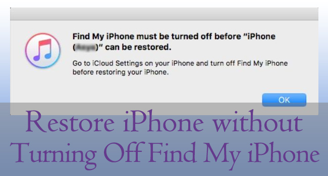 restore iphone without turning off find my iphone