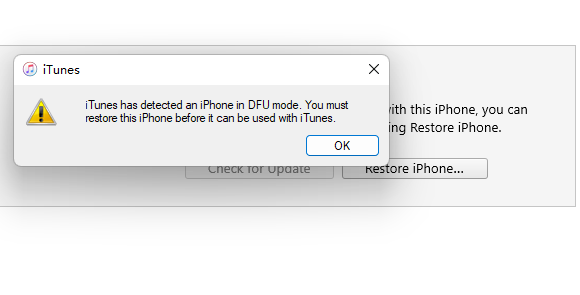 restore iphone in dfu mode with itunes