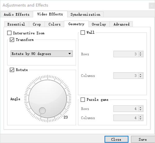rotate mpeg video vlc