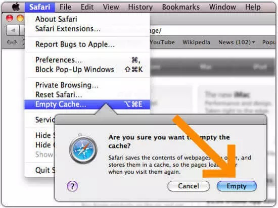 clear safari cache