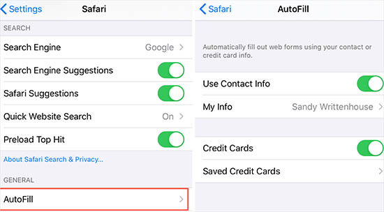 allow autofill to use contact information