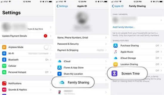 turn off screen time for child's device