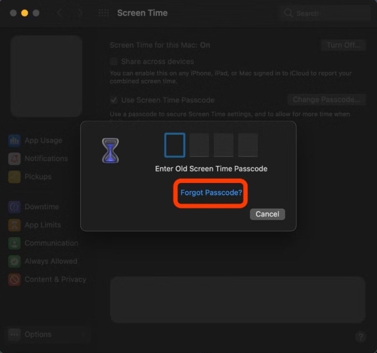 no option for forgot screen time passcode iphone