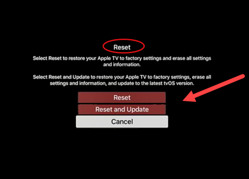 reset apple tv