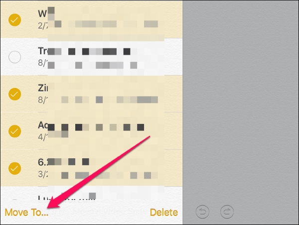 select unwanted notes