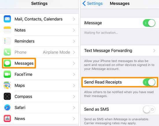 turn on reading receipts