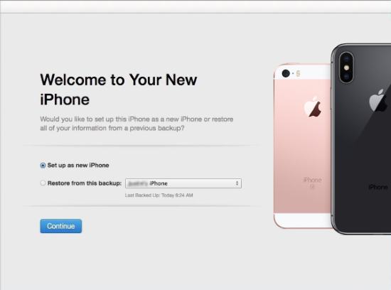 set up as new iphone without sim card