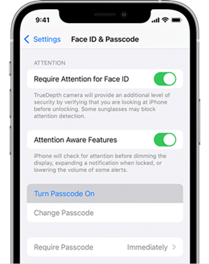 set up passcode on iphone