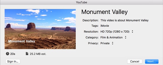 share imovie videos to youtube