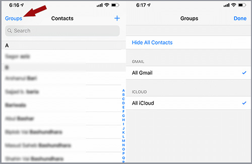 show all contacts