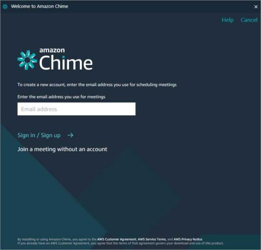 Sign in amazon chime account