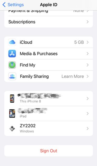 sign out of apple id