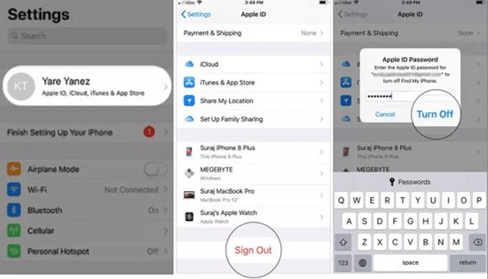 log out of icloud