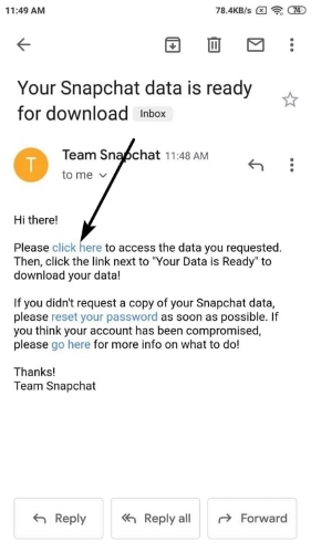 receive snapchat email