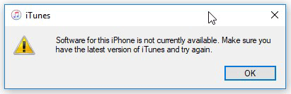 software for this iphone is not currently available