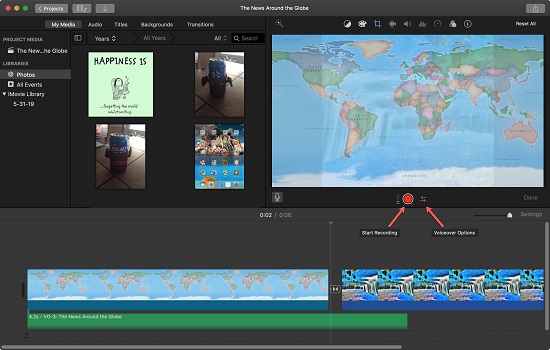 begin to record a voiceover in imovie