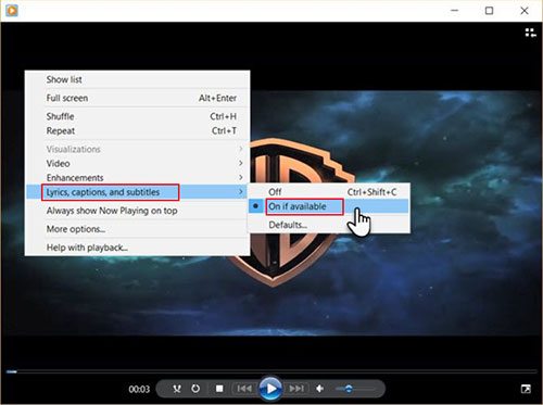 how to add subtitles to a video windows media player