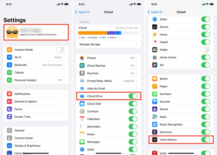 sync voice memos to computer via icloud
