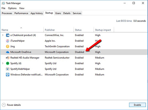 task manager startup