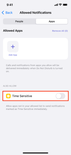 turn off time sensitive