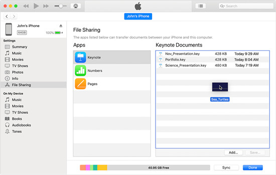 transfer data via apple itunes