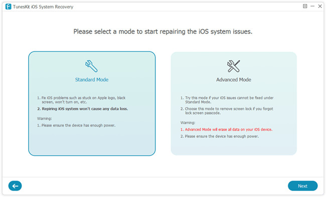 tuneskit ios system recovery