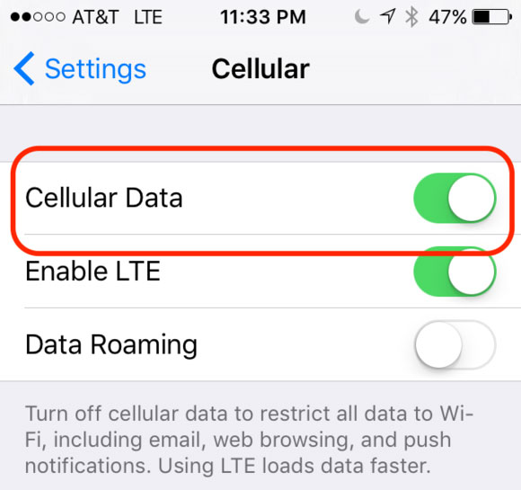 turn off cellular data