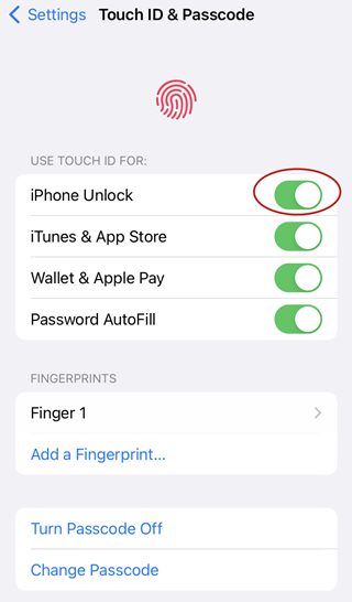 turn off iphone unlock