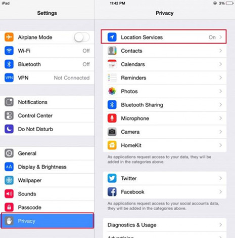 turn off/on location services