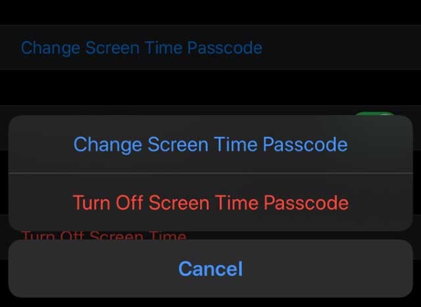 turn off screen time passcode