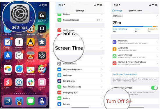 turn off screen time