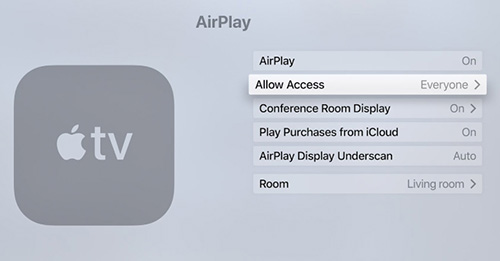 turn on airplay on apple tv