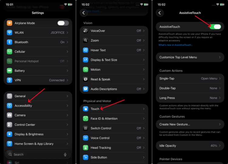 turn on assistivetouch on iphone