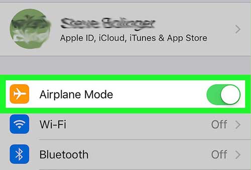turn on off airplane mode