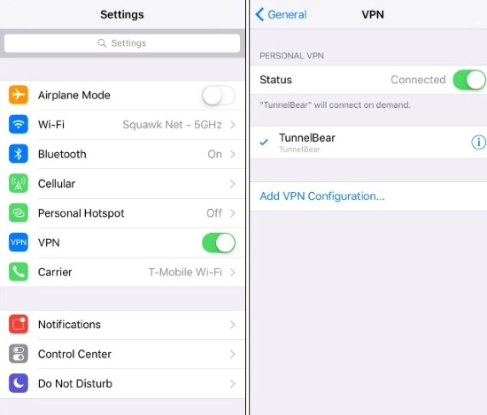 turn vpn off and on