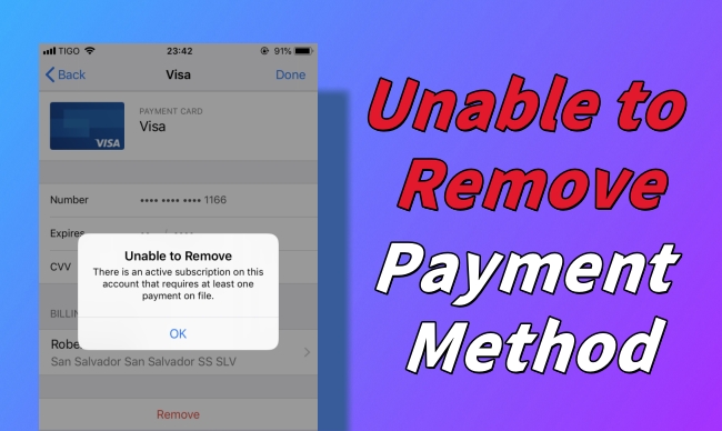 apple id won't let me remove payment method