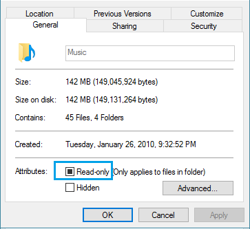 uncheck read-only option