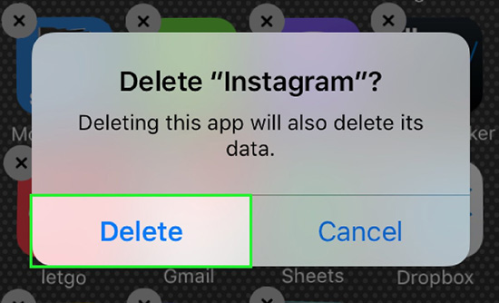 unistall instagram app