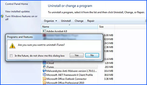 uninstall itunes