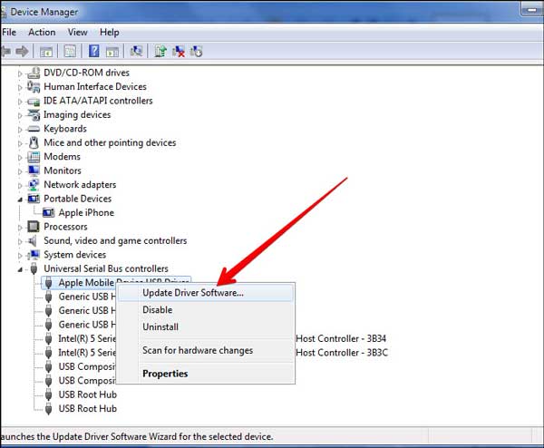 update apple mobile device usb driver
