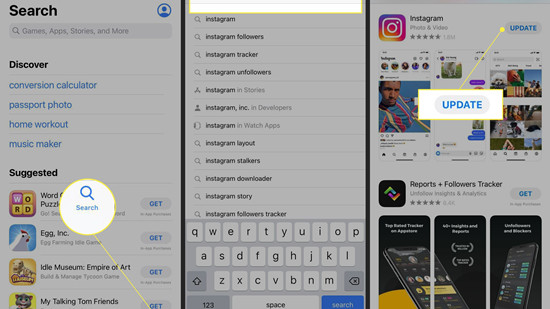update instagram on app store