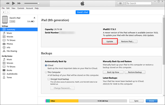 update ipad through itunes
