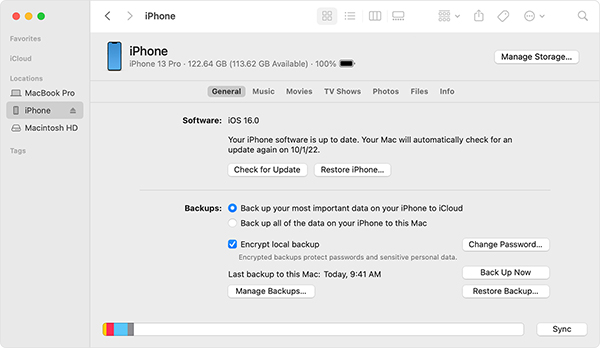 restore iphone via finder