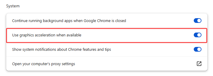 disable use graphics acceleration