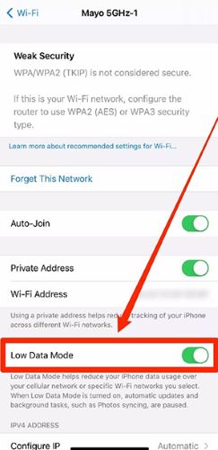 disable low data mode