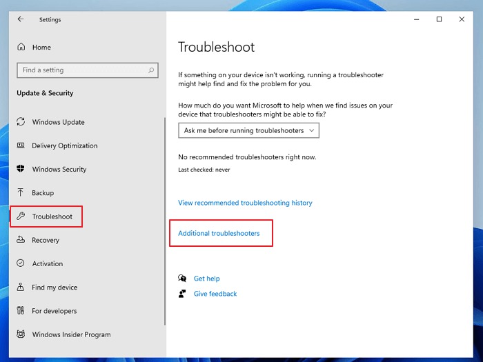 windows additional troubleshooters