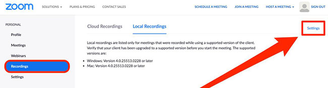 zoom recordings settings