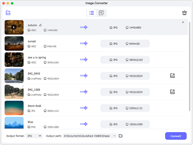 add heic images to joyoshare on mac