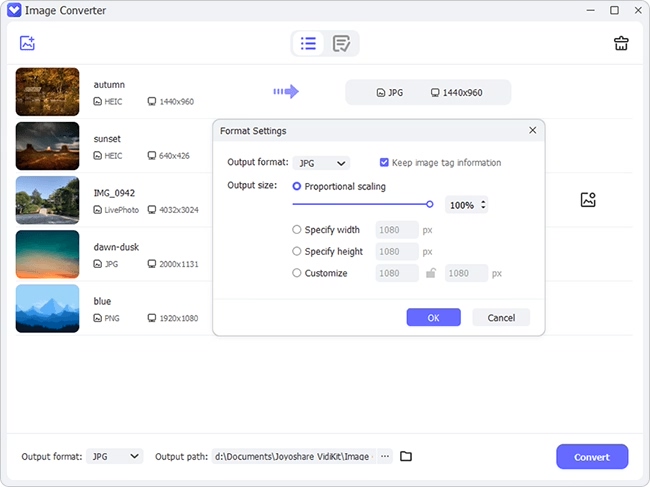 set output photo format