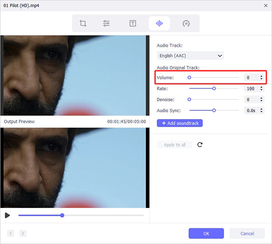 set volume to zero